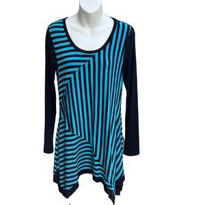Kate & Mallory Long Sleeve Scoop Neck Mini Dress Black & Turquoise Size Small